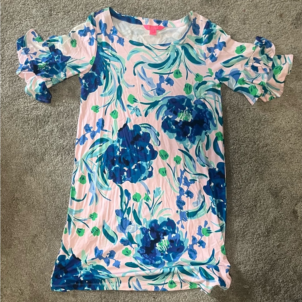 Lilly Pulitzer Blue and Green Floral Dress